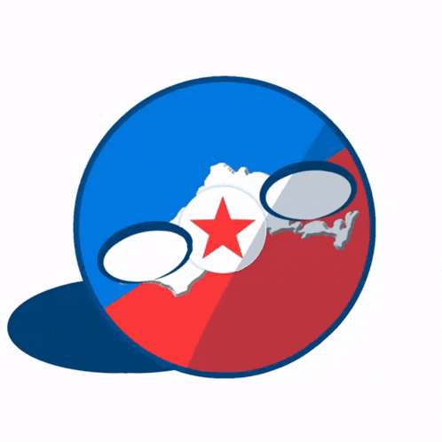 a blue red and white ball with a red star in the center