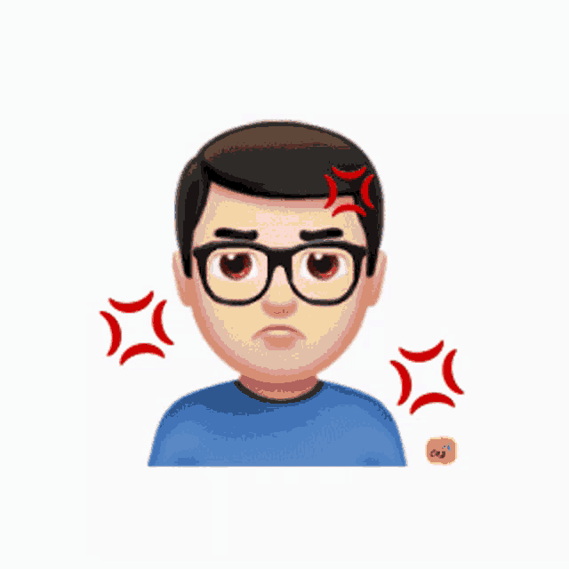 a man with glasses has a red star on his head