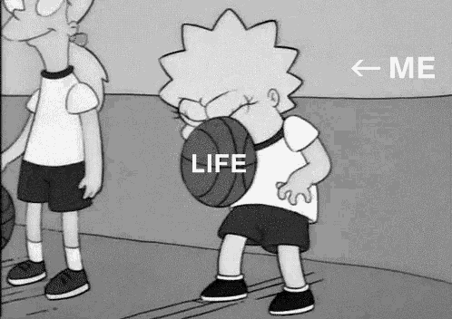 a black and white cartoon of lisa simpson holding a basketball in her hand .