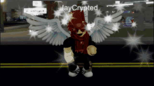 a cartoon character with wings and the name jaycrypted on the bottom right