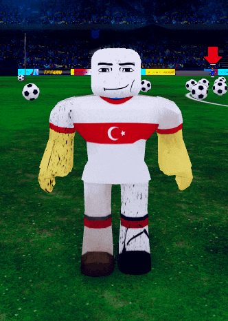 a cartoon character with a red white and blue shirt with a c on it