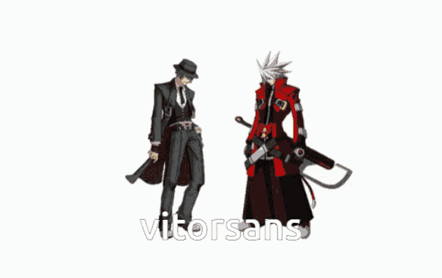 a video game character is standing next to another character with the words vitorsans on the bottom