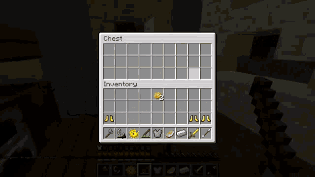 a screenshot of a minecraft game shows a chest and inventory screen