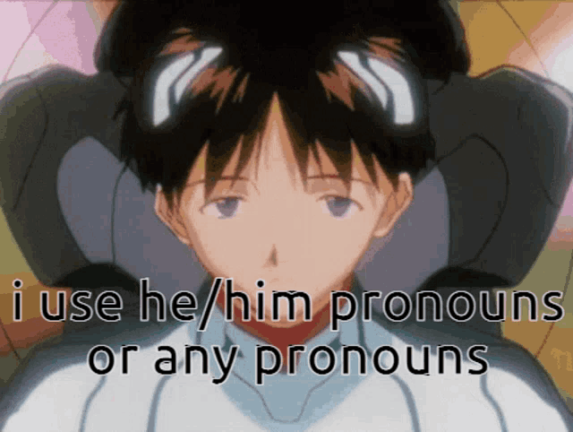 a picture of a man with the words i use he / him pronouns or any pronouns