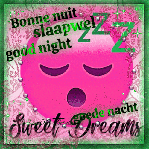 a pink smiley face with closed eyes and the words " sweet dreams " below it