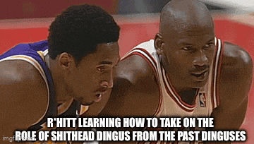 two basketball players are looking at each other with a caption that says r hitt learning how to take
