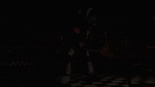 a video game character is standing in a room with a checkered floor and a sign that says ' nightmare '