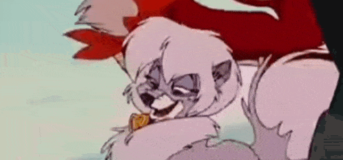 a close up of a cartoon dog holding a piece of food .