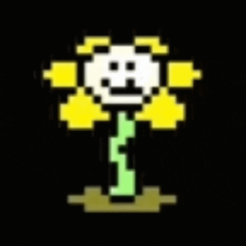 a pixel art of a flower with a face on it