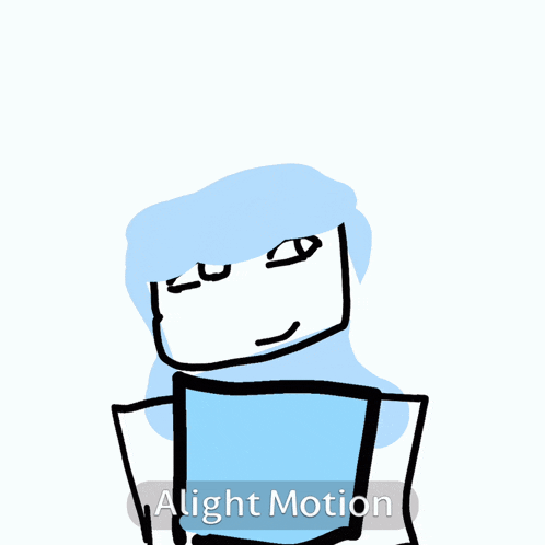 a drawing of a person with blue hair and the words alight motion on the bottom
