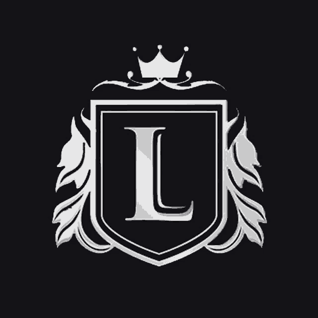 the letter l is on a shield with a crown on top