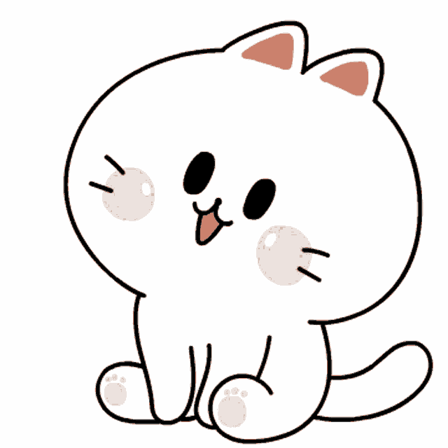 a drawing of a white cat with orange ears and paws