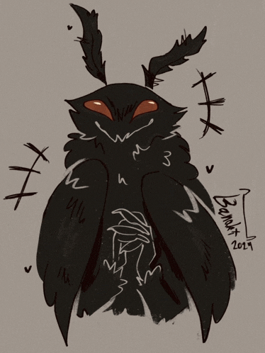 a drawing of a moth with the year 2019