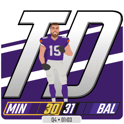a football player wearing a purple jersey with the number 19 on it