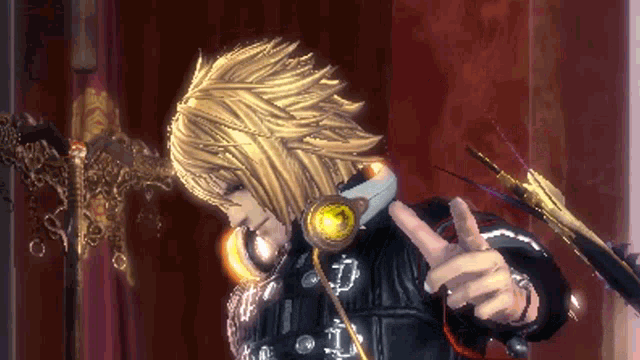 a person in a video game with the letter d on their shirt