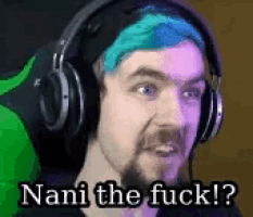 a man wearing headphones and a headband is making a funny face and says `` nani the fuck ? ''