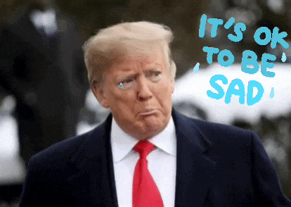 a picture of donald trump with the words it 's ok to be sad written on it