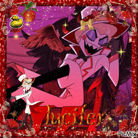 a picture of a cartoon character with the word lucifer in the corner