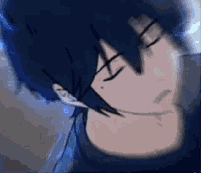 a close up of a person 's head with their eyes closed