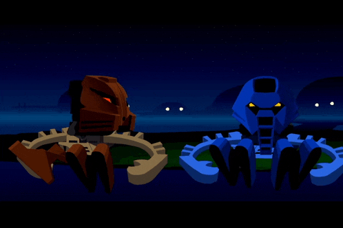 a couple of cartoon characters sitting next to each other