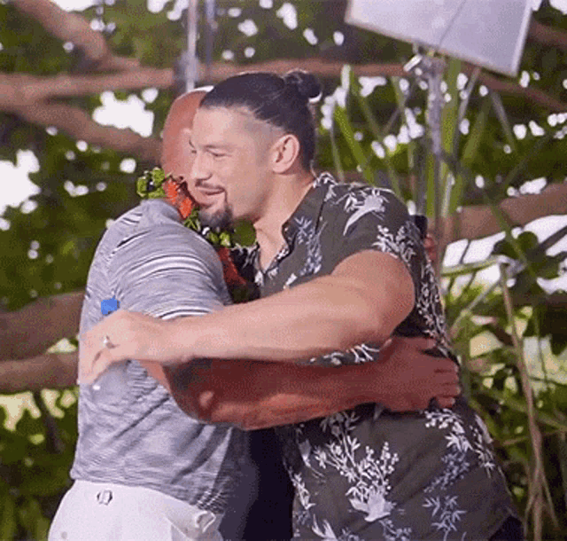 Bro Hug Dwayne Johnson GIF - Bro Hug Dwayne Johnson Roman Reigns GIFs