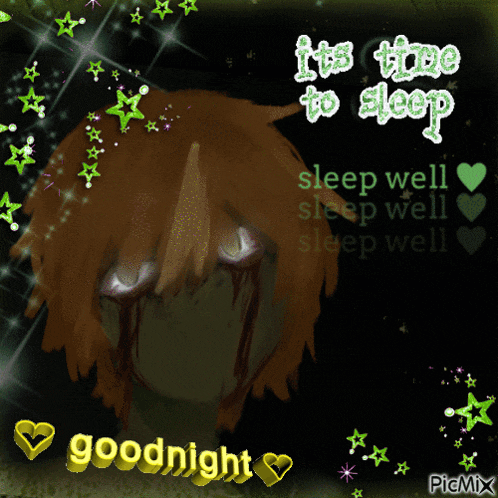 a picture of a person with blood coming out of their eyes and the words " it 's time to sleep "