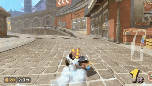 a video game is being played and the number 1 is visible