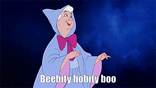 a cartoon of a fairy with the words beebity bobity boo written below her