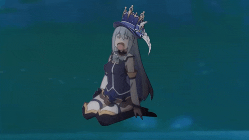a girl with a crown on her head is kneeling down