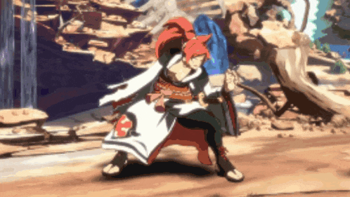 a video game character with red hair and a white shirt