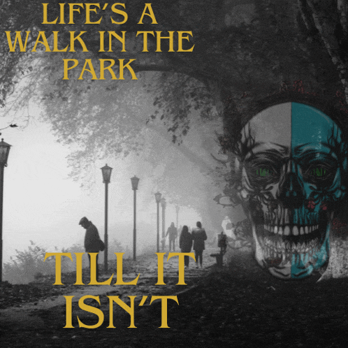 a poster that says life 's a walk in the park till it is n't
