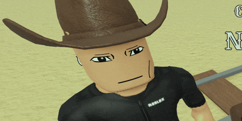 a roblox character is wearing a cowboy hat