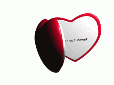 a heart shaped mirror says carter my beloved on it