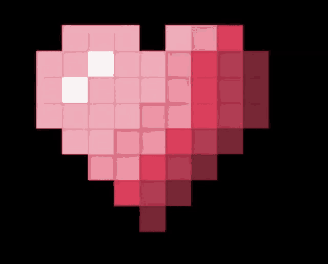 a pixel art heart with pink and red squares