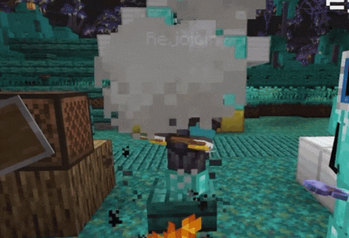 a screenshot of a minecraft game shows a character cooking food