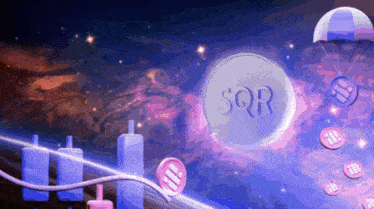 a coin with the word sqr on it is floating in space