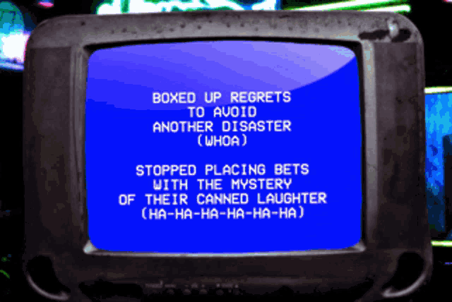a blue screen says boxed up regrets to avoid another disaster whoa