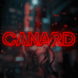 a neon sign that says canard is lit up in red