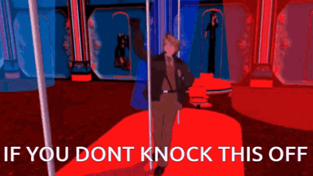 a cartoon of a man on a pole with the words if you dont knock this off below him