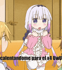 a cartoon of a girl with the words " calentandome para el x4 uwu "