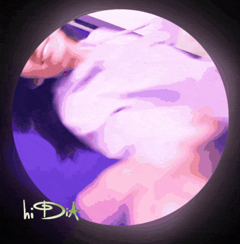 a purple circle with a drawing of a person and the words hi dix