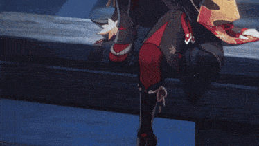 a girl in a red and white outfit has the number 88 on her legs
