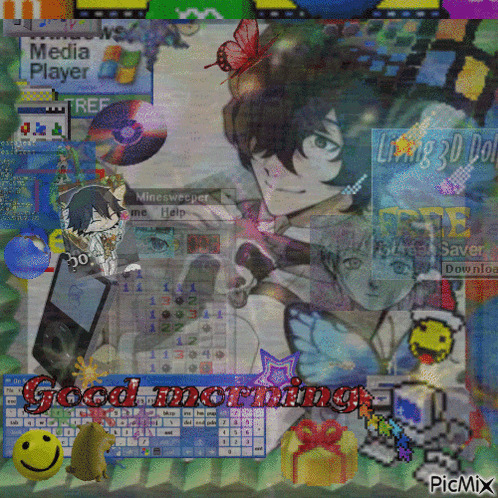 a collage of images with the words good morning written in red