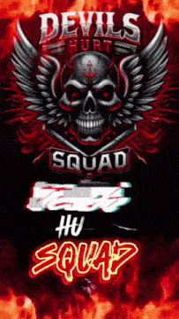 a poster with a devil 's squad logo on it
