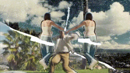 a man and a woman are holding hands in a collage