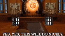 a computer generated image of a room with the words yes yes this will do nicely .