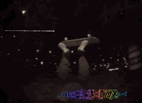 a person is riding a skateboard with a rainbow colored graphic behind them that says ' o'neill '
