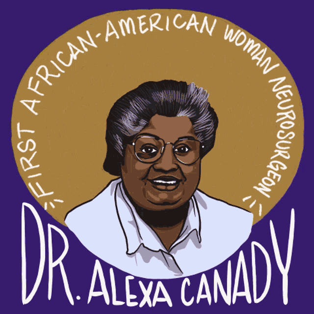 a drawing of a woman with the name dr. alexa canaday