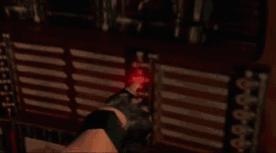 a person is playing a video game and the word music is visible in the corner .
