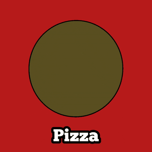 a pizza with different toppings and the word pizza underneath it